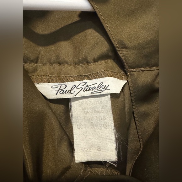 Vintage Paul Stanley Nylon Olive Blouse Top - size 8 - Picture 2 of 6